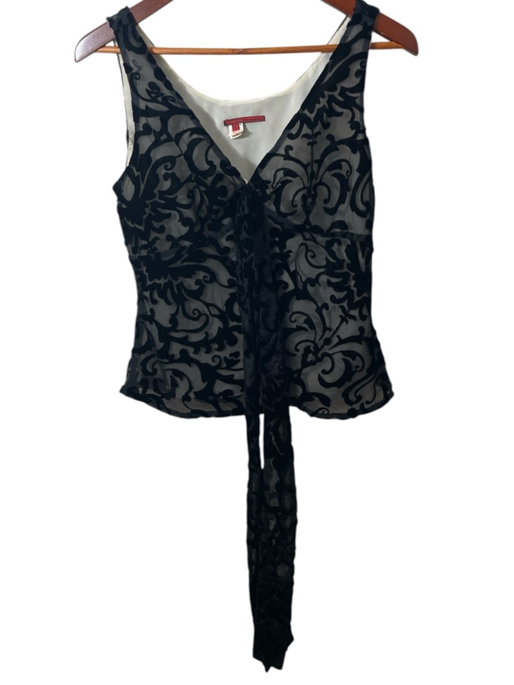 Whimsigoth black burnout velvet draped v neck sleeveless Blouse fairycore